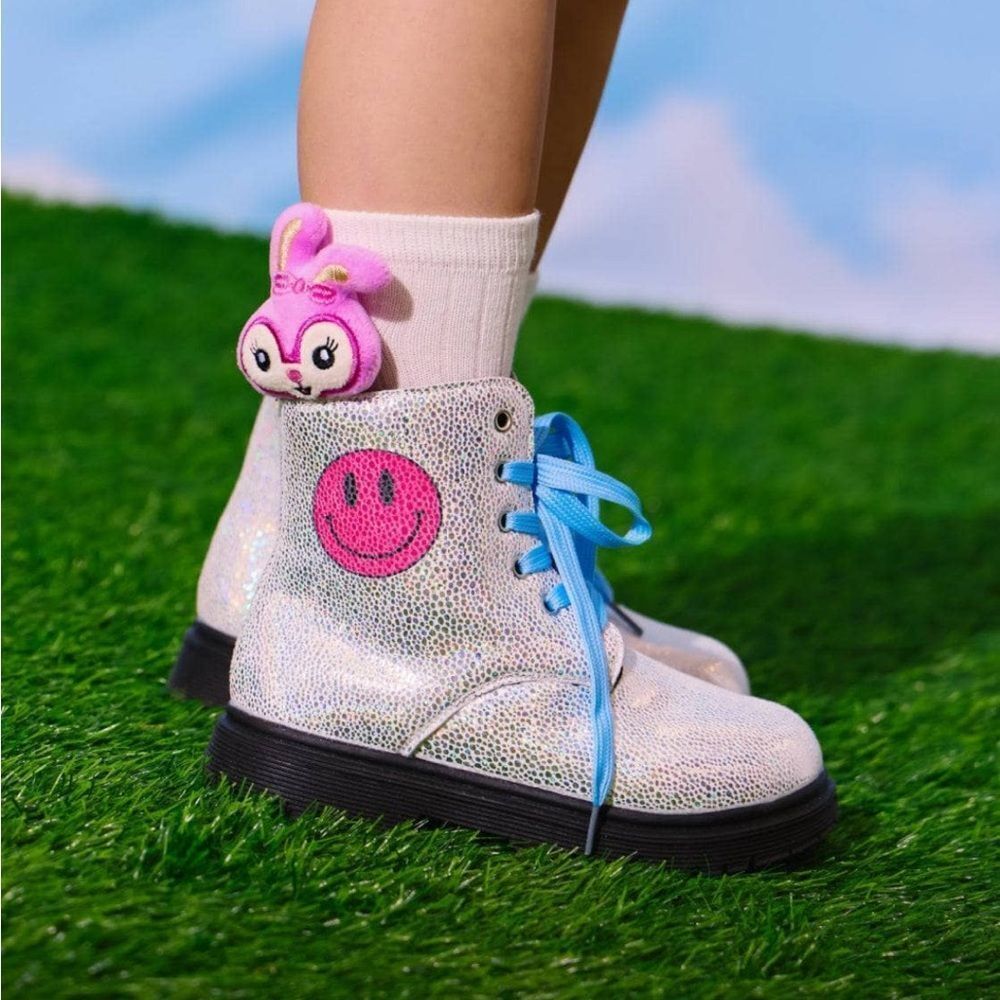 Lola + the Boys HAPPY EMOJI COMBAT BOOTS 25 9C